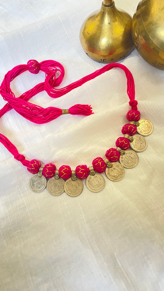 Pink 25paisa coin Vintage Necklace