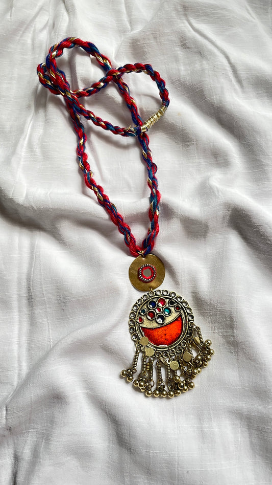 Red Sunehriya Brass Necklace