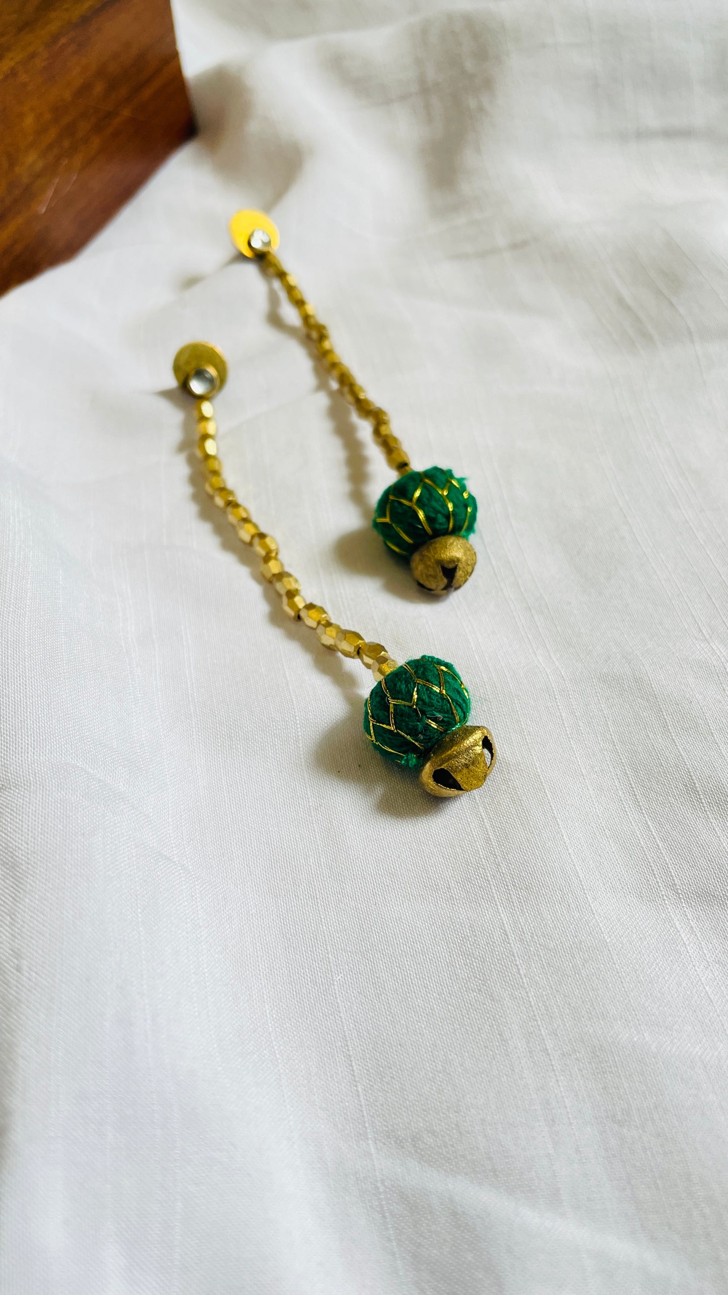 Green Lehariya brass earrings
