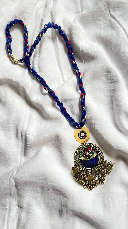 Blue Sunehriya Brass Necklace