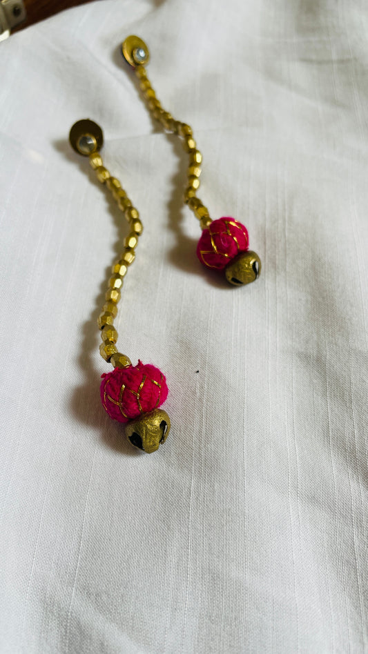 Pink Lehariya brass earrings