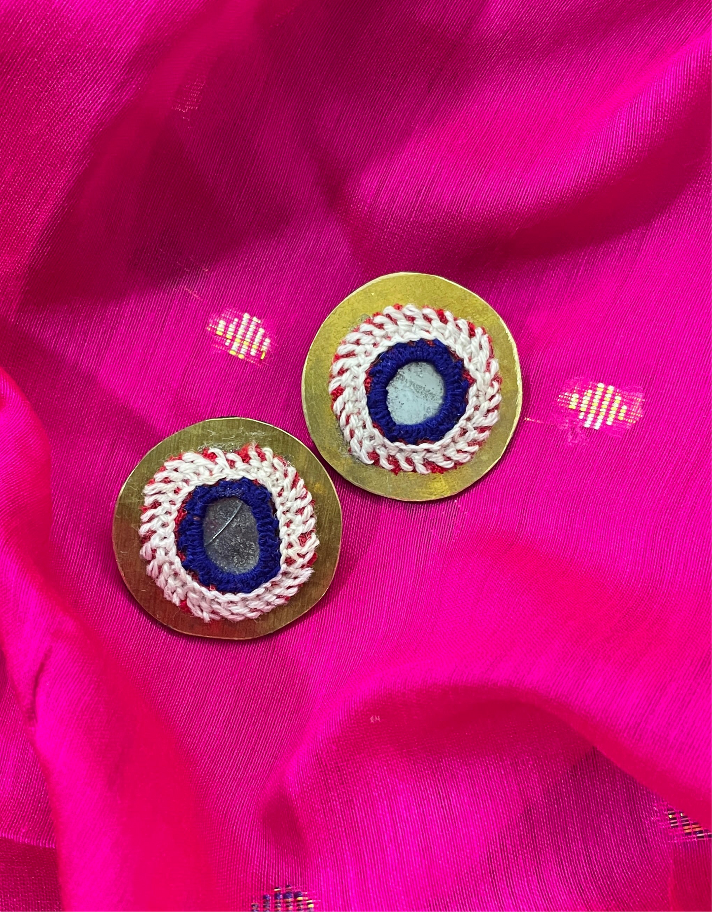 blue round brass stud