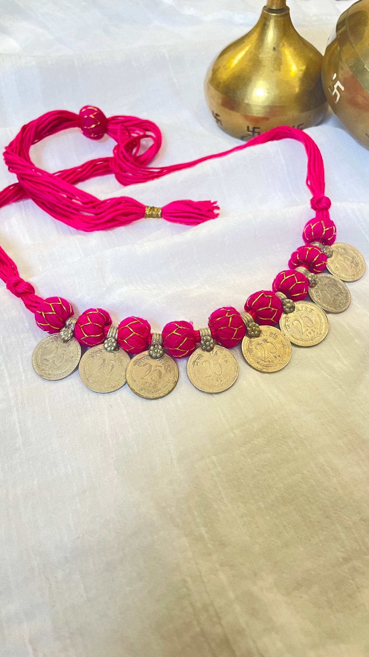 Pink 25paisa coin Vintage Necklace