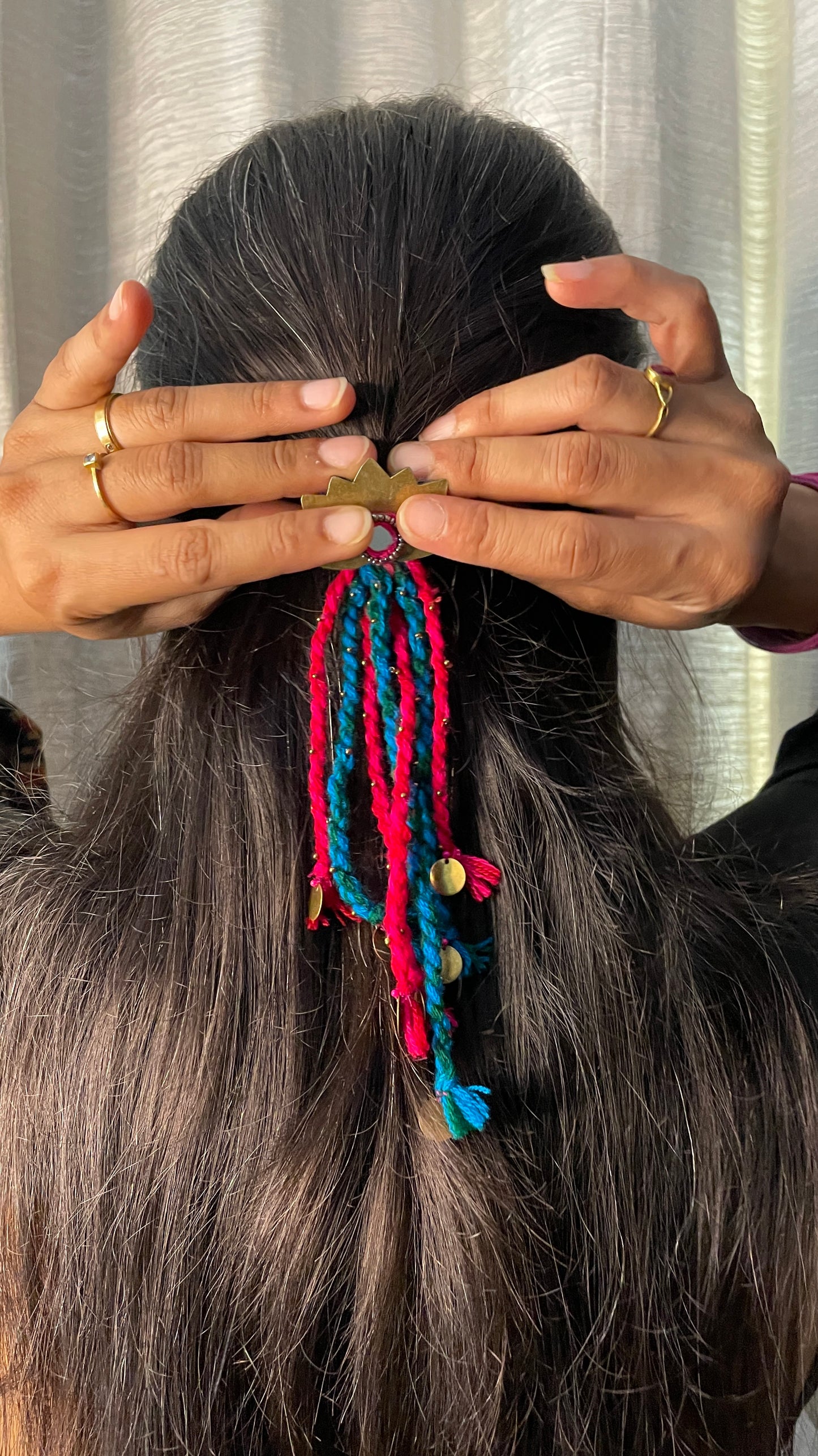 Boho Brass Lotus Tassel Hair Clip (GFP38)