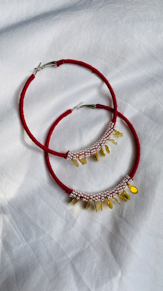 Red Hoop Earring