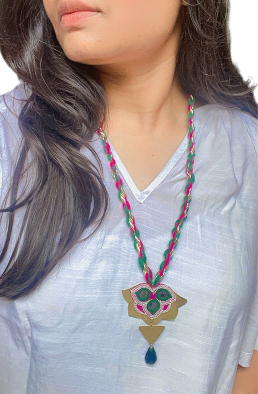 Green Padmika Brass Necklace