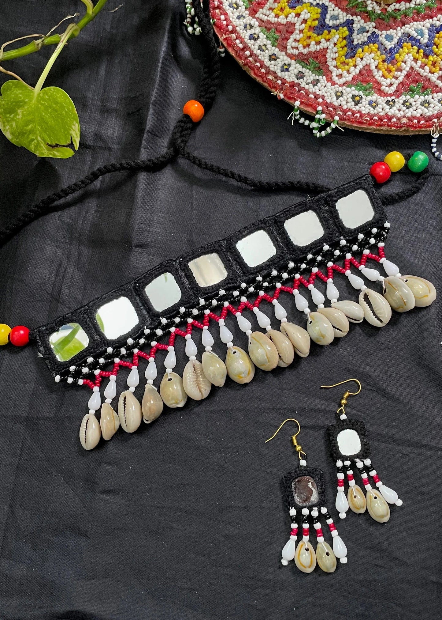 Black Mirror Work Necklace By Gamthi Fashion