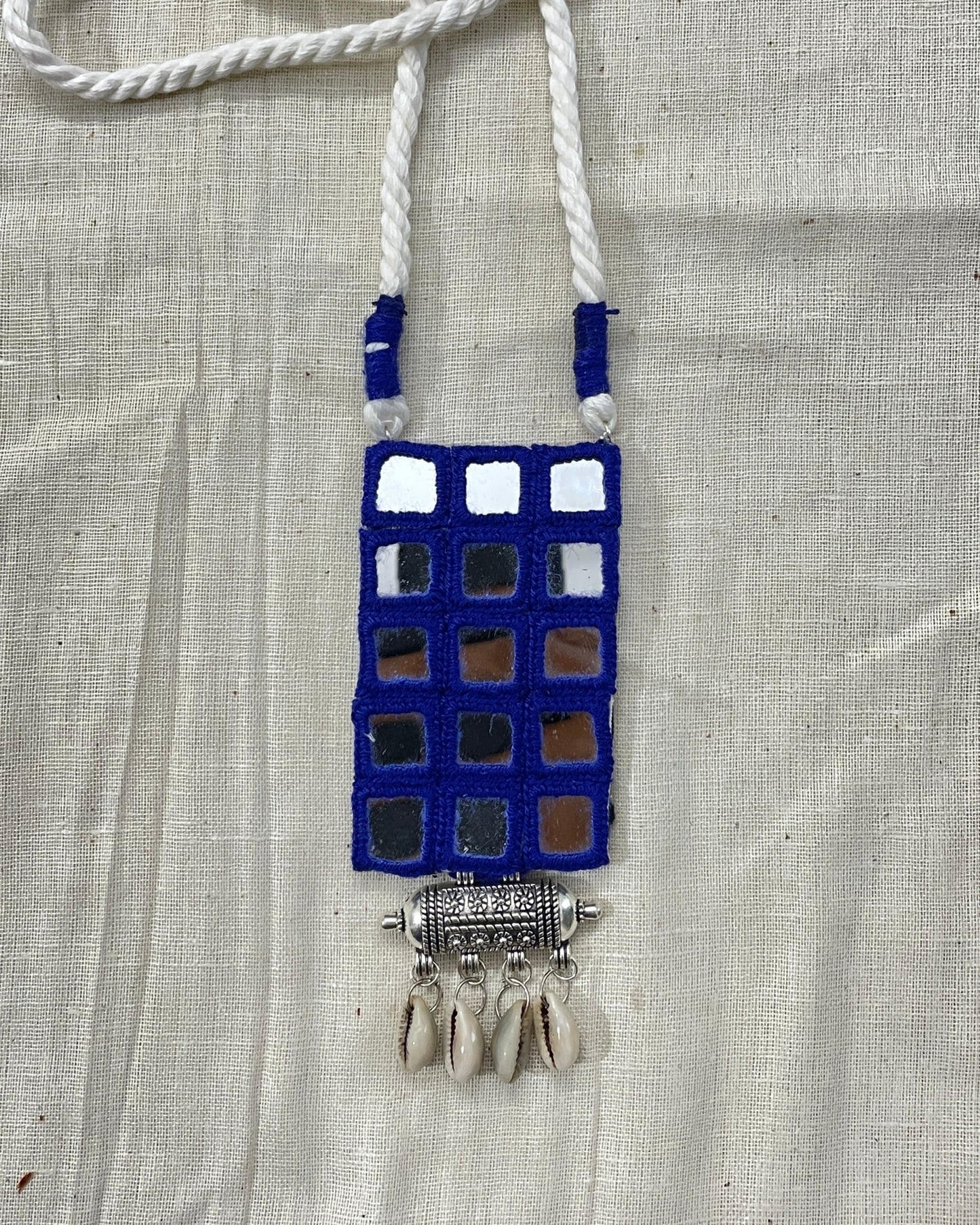 Blue Shell Pendent Mirror Neckless By Gamthi Fashion