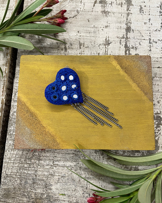 Blue Shisha Work Heart Clip By Gamthi Fashion