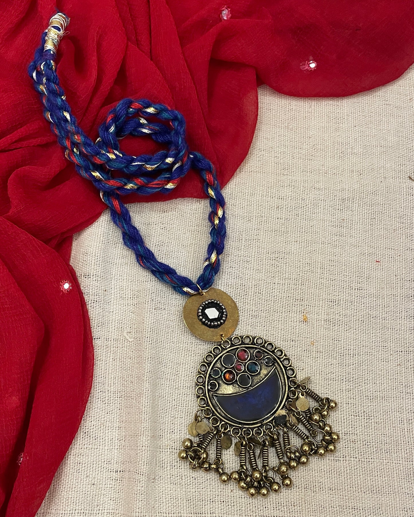 Blue Sunehriya Brass Necklace By Gamthi Fashion
