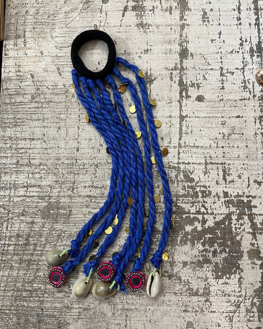 Blue Twist & Tassel Hair Band By Gamthi Fashion