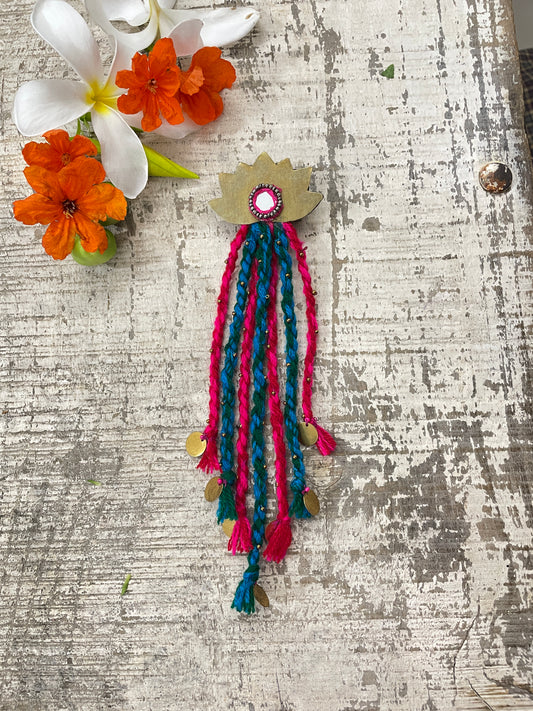 Boho Brass Lotus Tassel Hair Clip (GFP38) By Gamthi Fashion