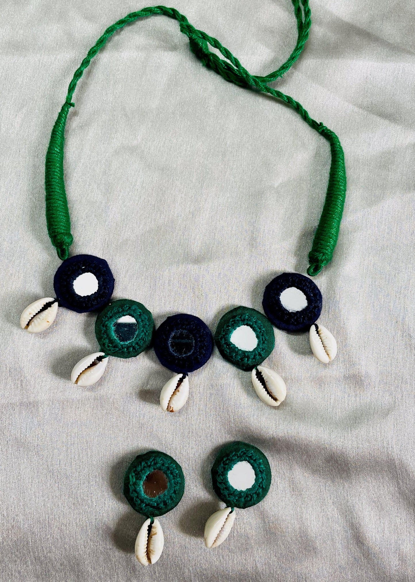 Circle Shell Mirror Work Necklace By Gamthi Fashion