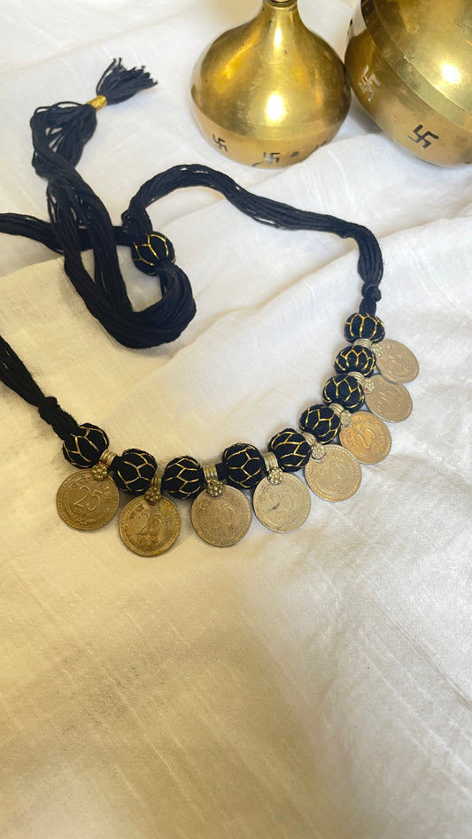 Black 25paisa coin Vintage Necklace