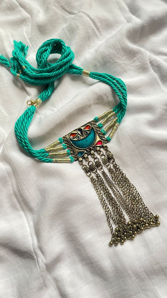 Turquoise Chandrikaa Brass Necklace