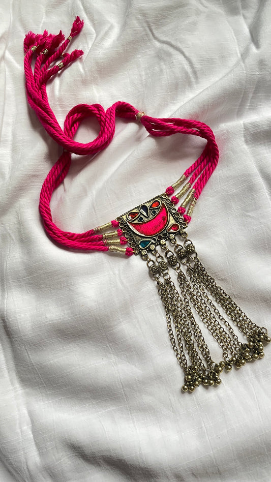 Pink Chandrikaa Brass Necklace