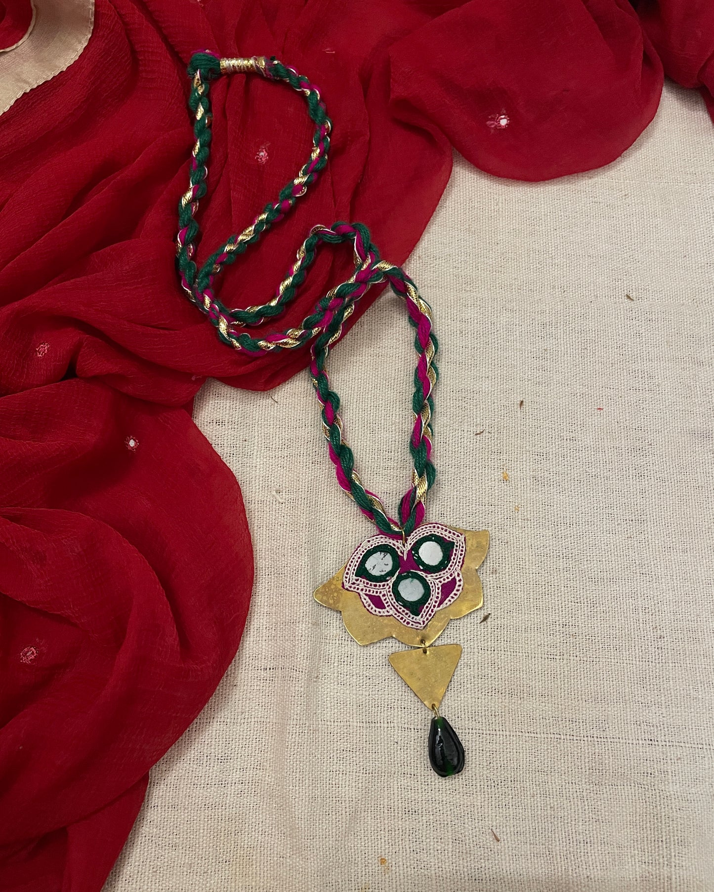 Green Padmika Brass Necklace By Gamthi Fashion