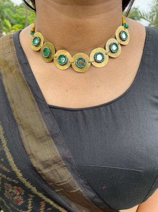 Green Naayika Brass Choker