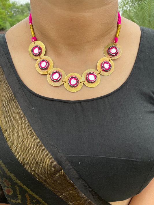 Pink Naayika Brass Choker
