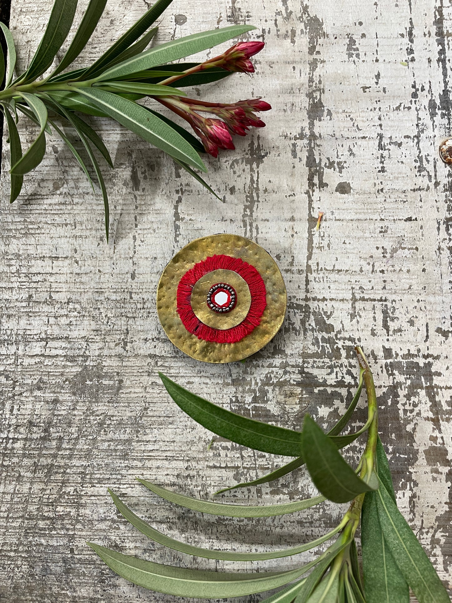 Red Textured Brass Hair Clip (GPF41)
