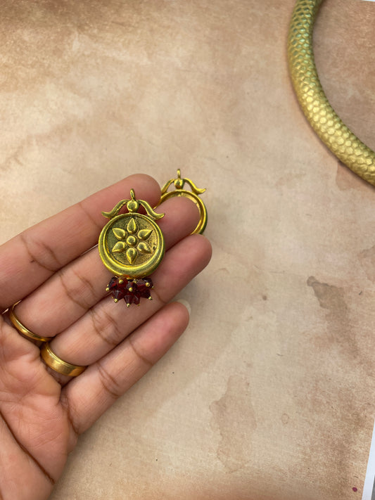 Gold Plated Floral Drop2 Earrings