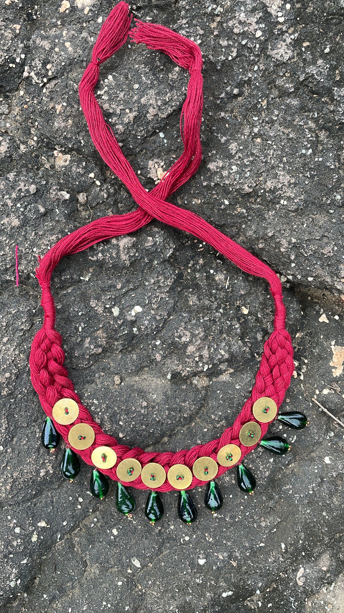 vintage Glass Beads maroon Necklace