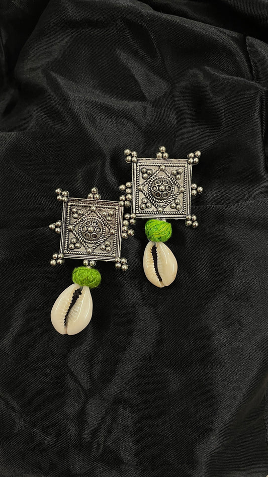 Parrot Green Oxidize Earrings By Gamthi Fashion