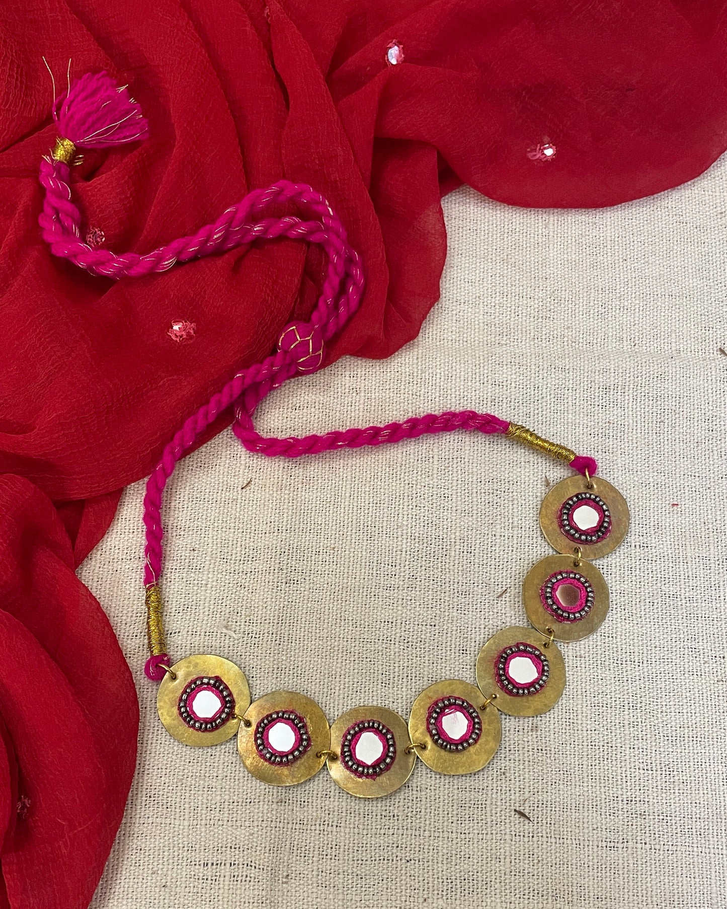 Pink Naayika Brass Choker By Gamthi Fashion