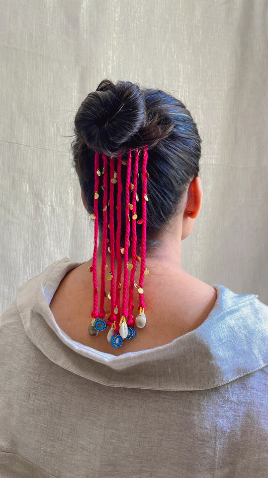 Pink Twist & Tassel Hair Band (GFP43) By Gamthi Fashion