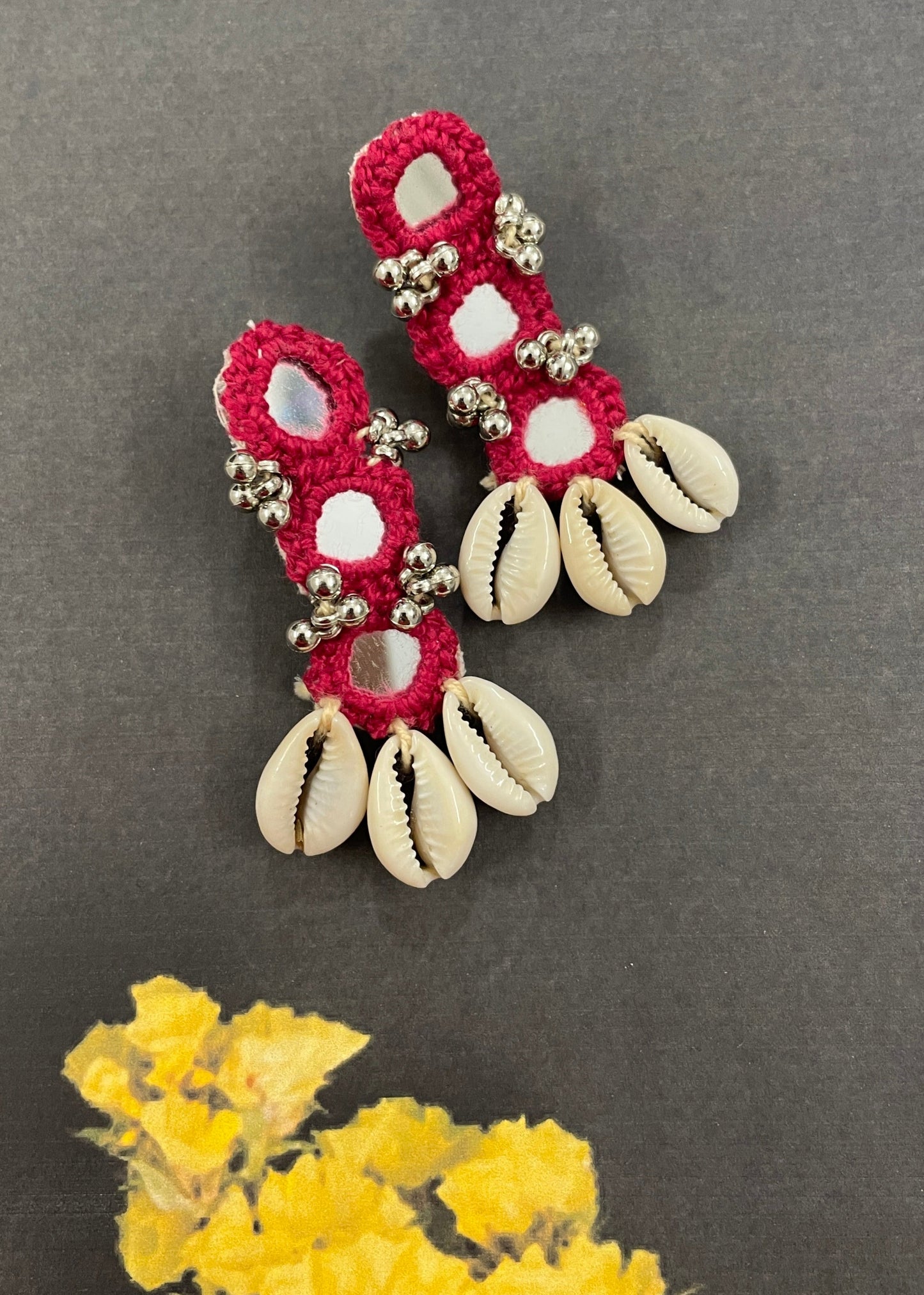 Rani Pink Mirror Work Earrings By Gamthi Fashion