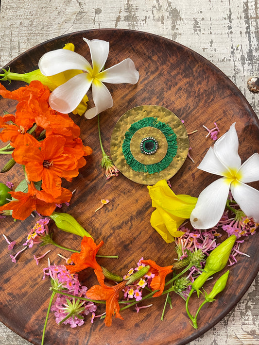 Red Textured Brass Hair Clip (GPF40) By Gamthi Fashion