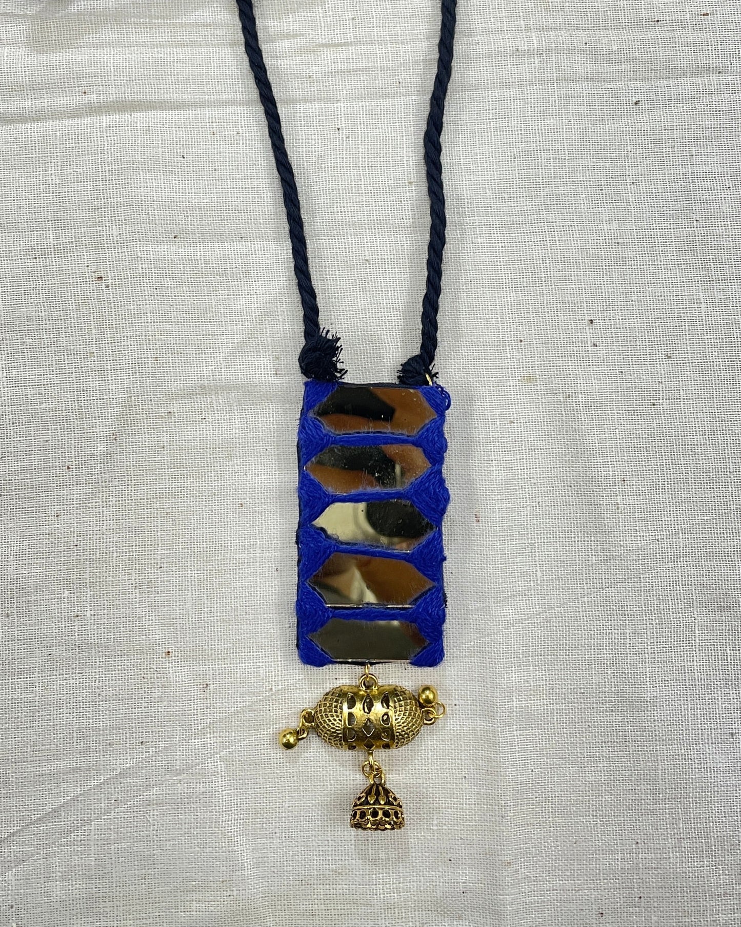 Royal Blue Pendant Mirror Neckless By Gamthi Fashion