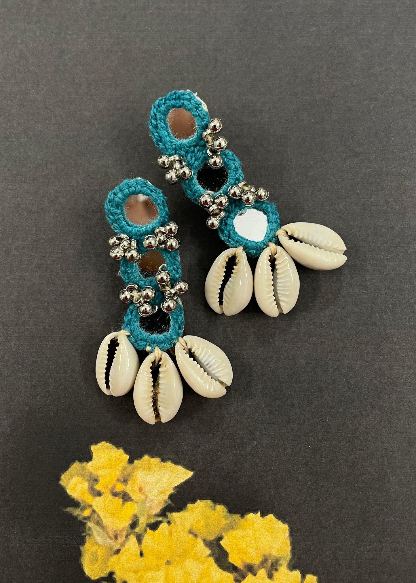 Turquoise color Mirror Work Earrings By Gamthi Fashion