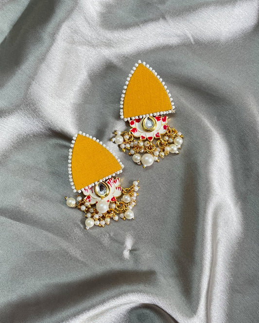 Yellow Lotus Earrings By Gamthi Fashion