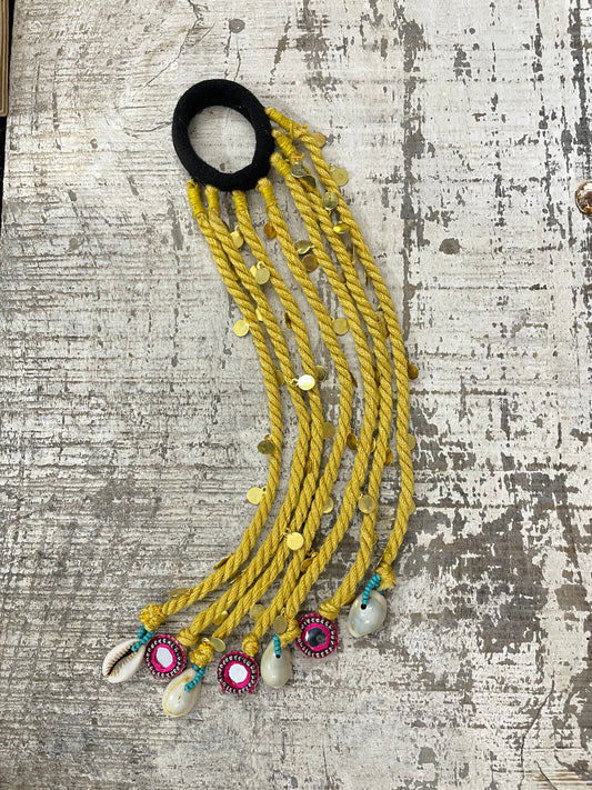 Yellow Twist & Tassel Hair Band By Gamthi Fashion