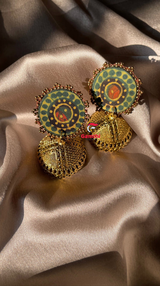 Green Jhumka Earrings