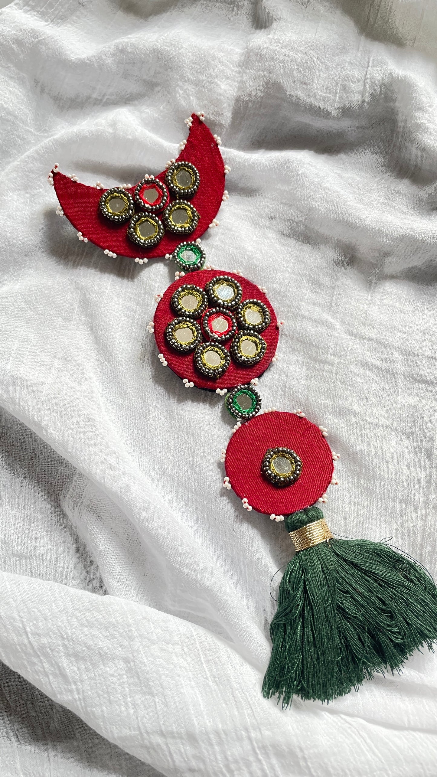 Red Chand Sitara hair accessory