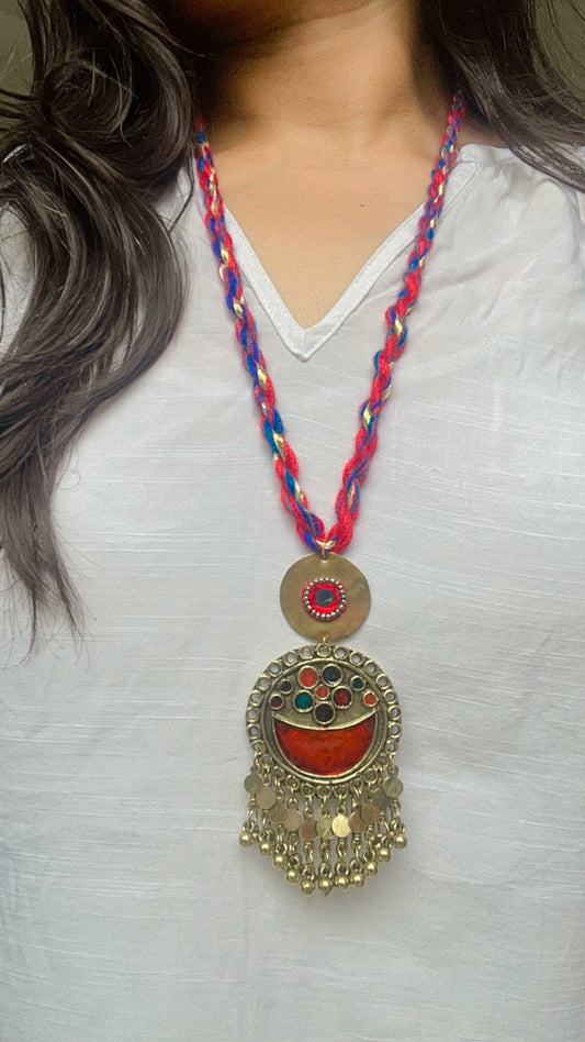 Red Sunehriya Brass Necklace