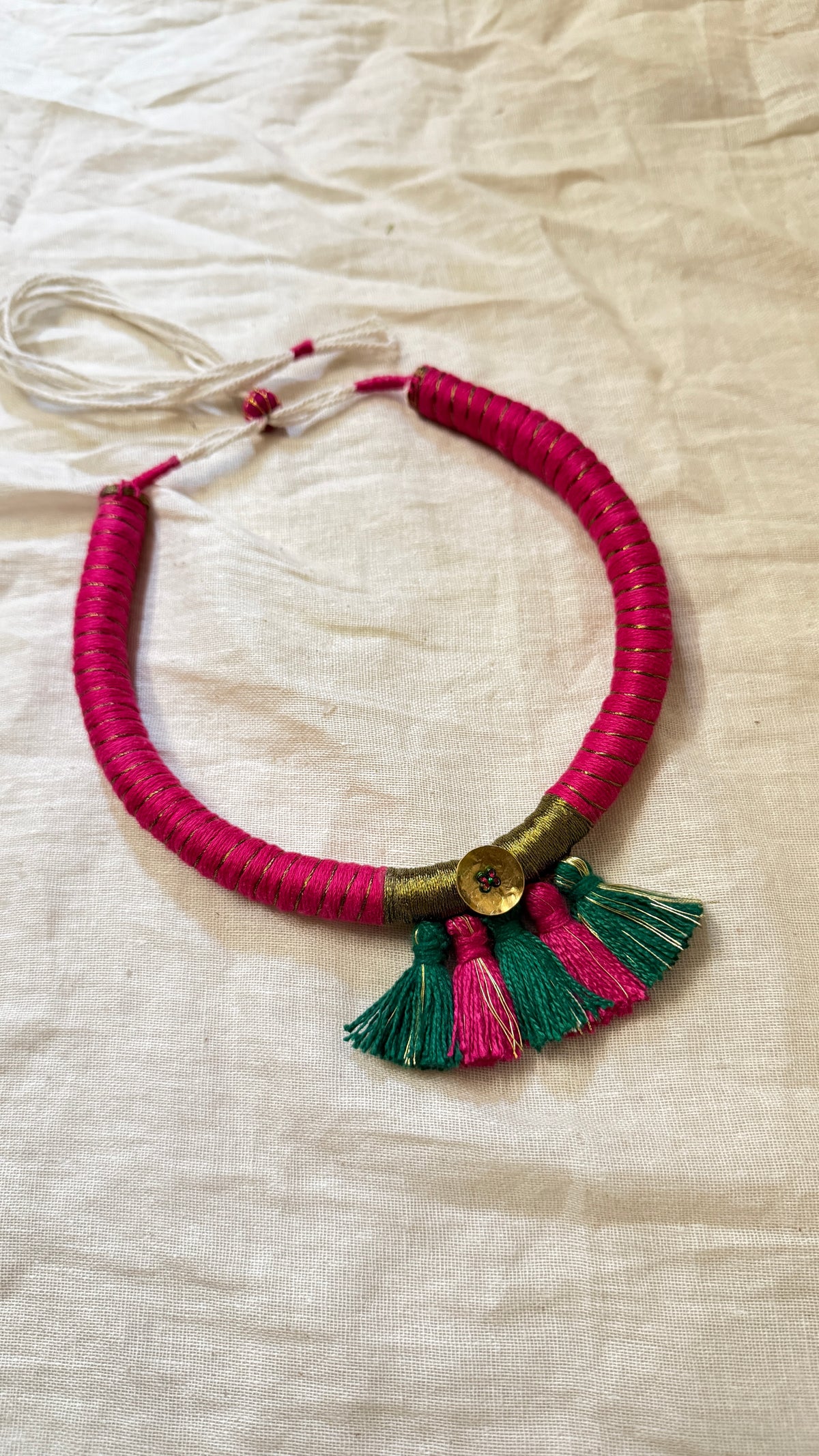 Pink tassel necklace