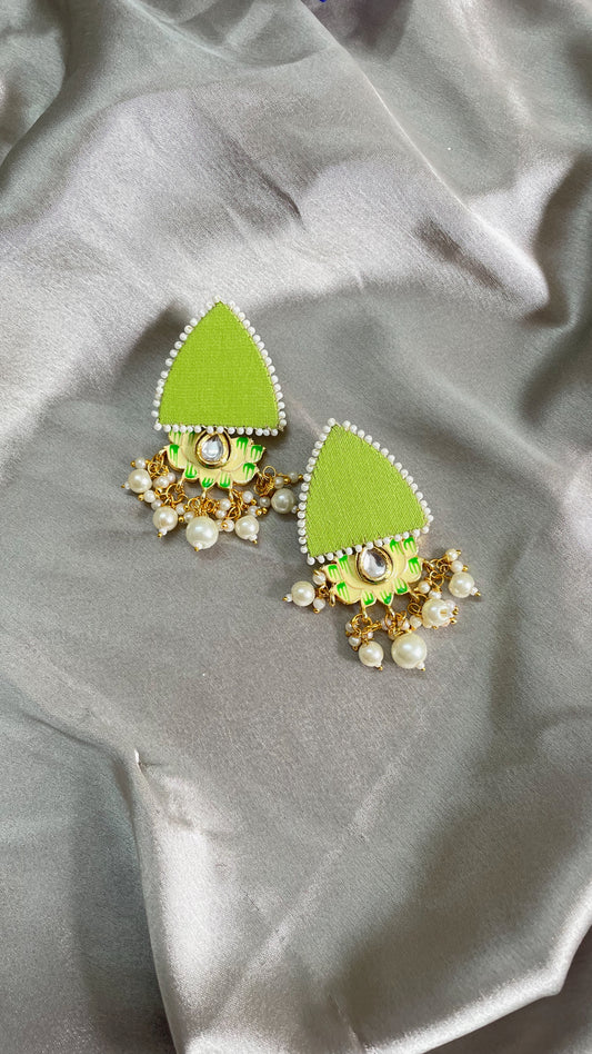 Pista Green Lotus Earrings