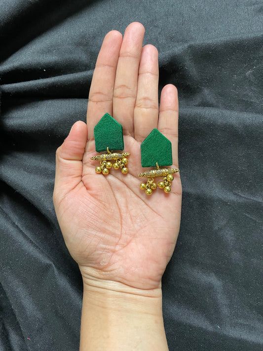 Green Fabric Earrings