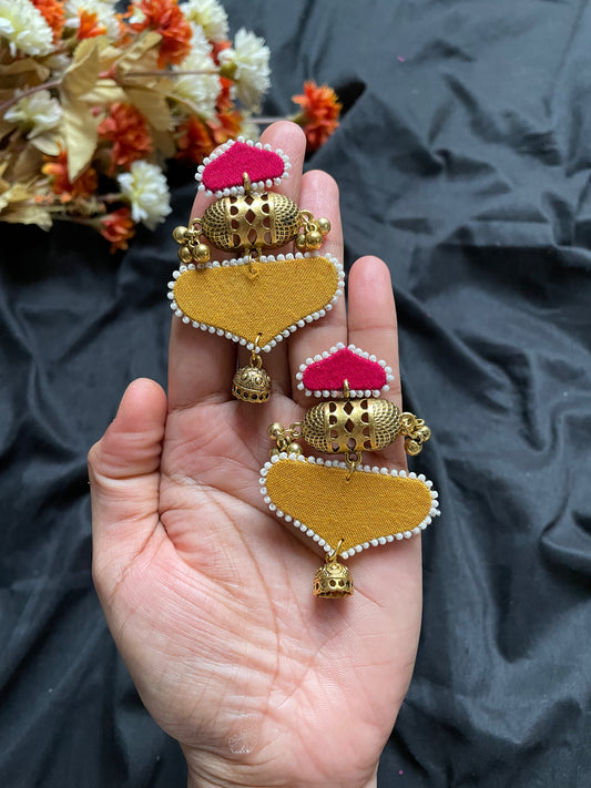 Yellow Kalash Fabric Earrings