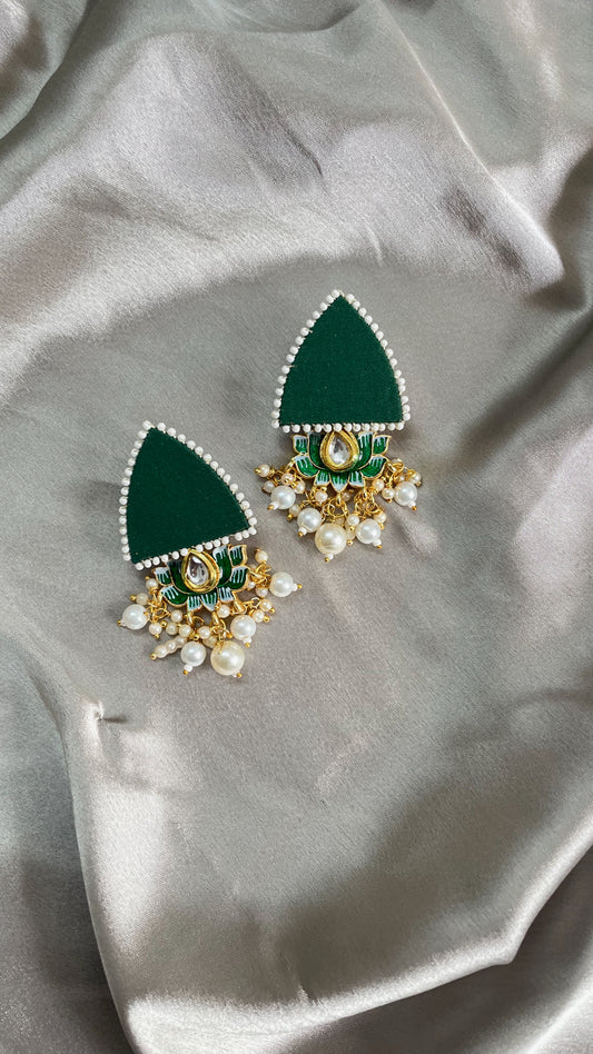 Green Lotus Earrings