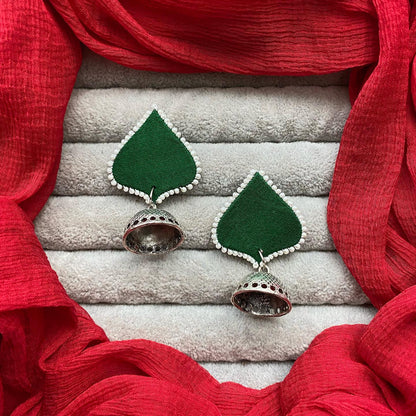 Heart leaf Silver Jumka  earring