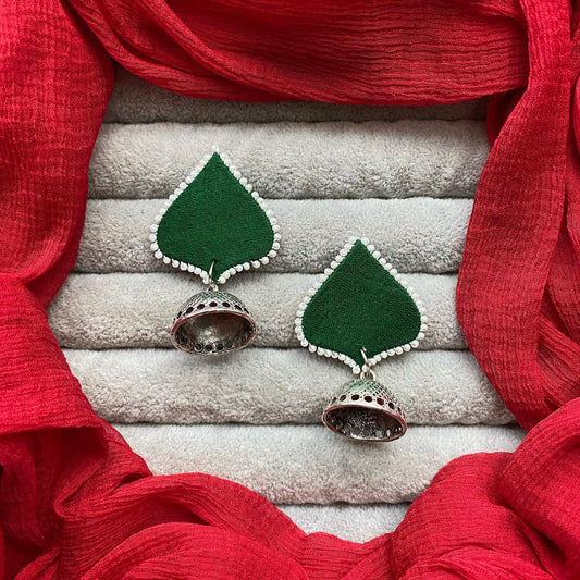 Heart leaf Silver Jumka  earring