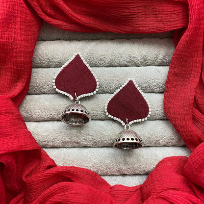 Heart leaf Silver Jumka  earring