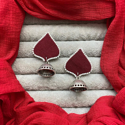 Heart leaf Silver Jumka  earring