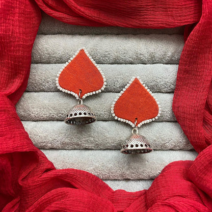Heart leaf Silver Jumka  earring