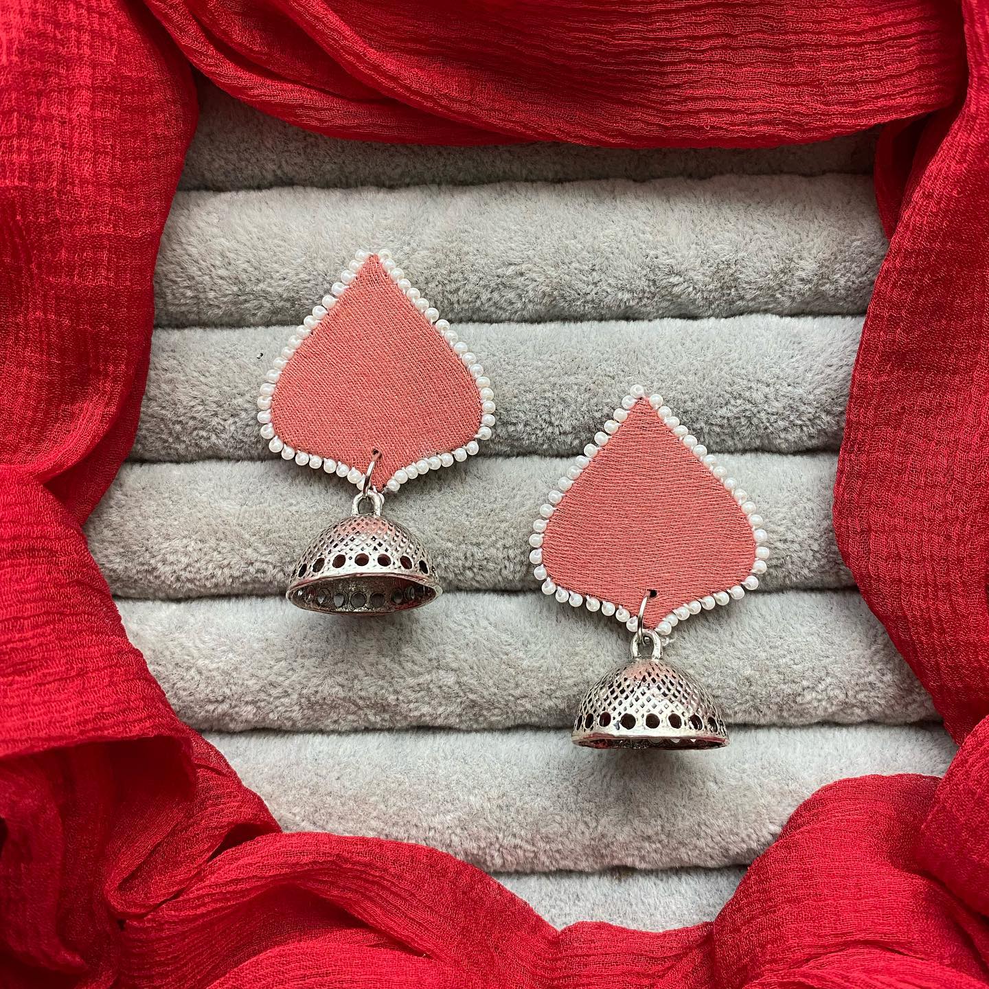 Heart leaf Silver Jumka  earring