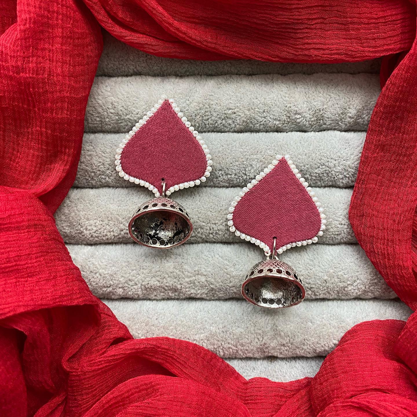 Heart leaf Silver Jumka  earring